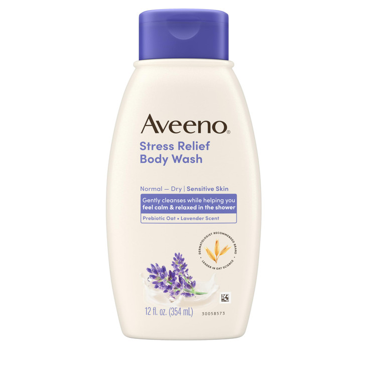 Aveeno Stress Relief Body Wash with Prebiotic Oat Lavender Scent for Sensitive Skin Gently Cleanses Helps You Feel Calm