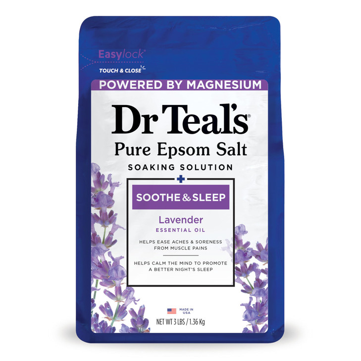 Dr Teals Epsom Salt Soaking Solution Soothe Sleep Lavender 3lbs