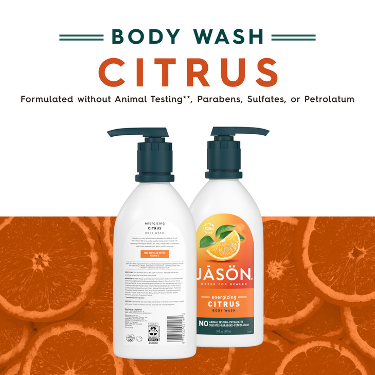 JASON Citrus Energizing Body Wash For a Gentle Feeling Clean 30 Fluid Ounces