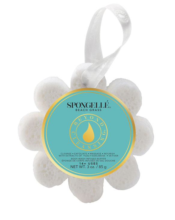 Spongelle Beach Grass Wild Flower Buffer Body Scrubber Bath Shower Loofah for Women Exfoliator with Body Wash Infused Sp