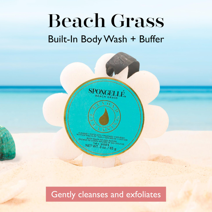 Spongelle Beach Grass Wild Flower Buffer Body Scrubber Bath Shower Loofah for Women Exfoliator with Body Wash Infused Sp