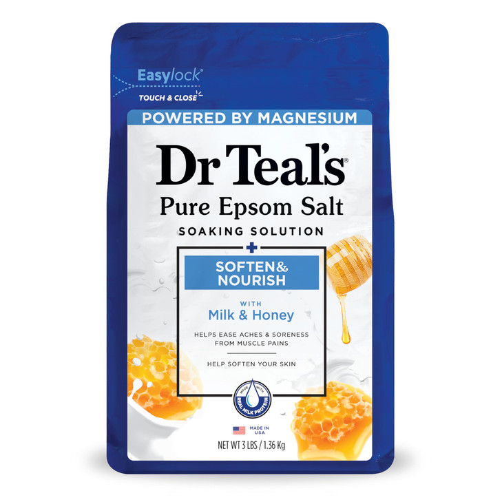 Dr Teals Epsom Salt Soaking Solution Soften Nourish with Milk and Honey 48 Oz