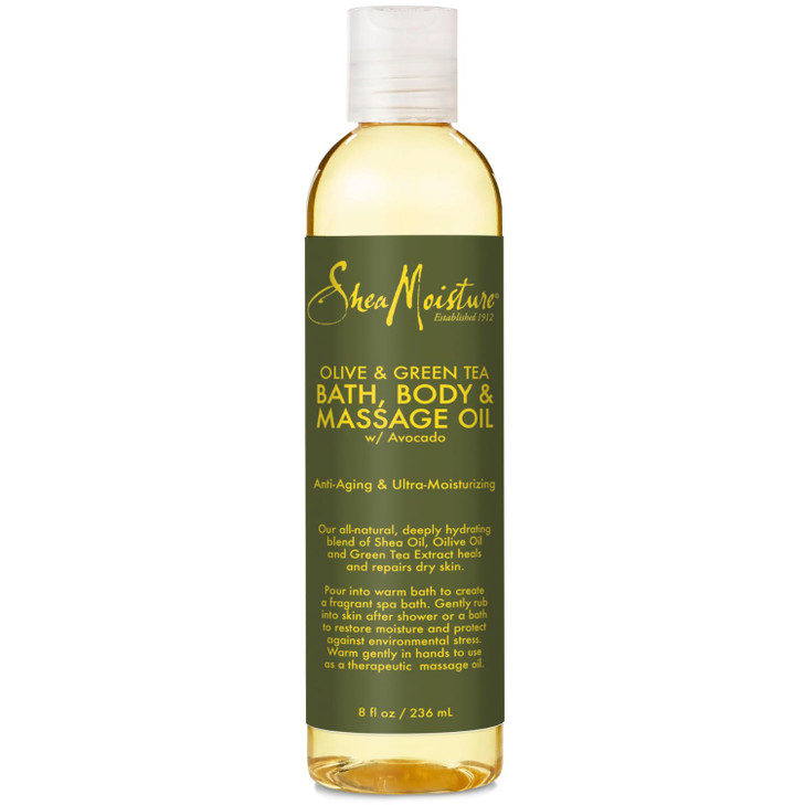 SheaMoisture Massage Oil Olive Green Tea with Avocado Oil Deeply Moisturizing Bath Body Massage Oils for Dry Skin 8 Fl O