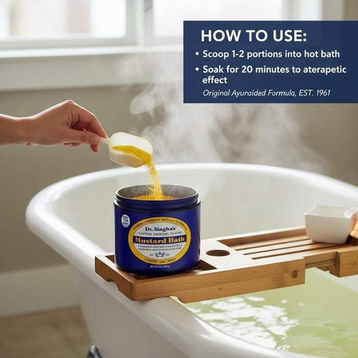 Dr Singhas Mustard Bath Salts 8 oz Herbal Bath Soak with Essential Oils for a Relaxing and Rejuvenating Experience Made
