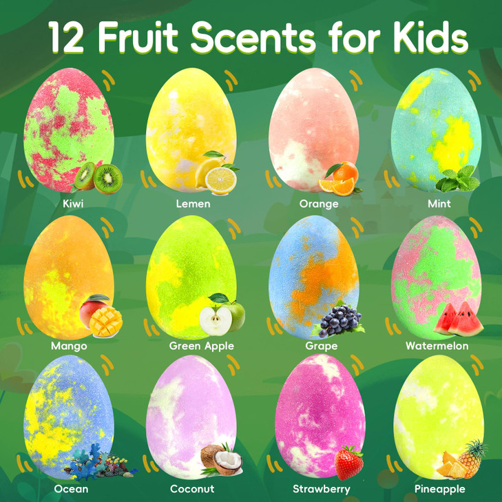 Easter Bath Bombs for Kids with Toys Inside Perfect Basket Stuffers 12Pcs Kids Bath Bombs with GlowinTheDark Surprise In