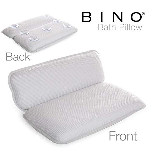 BINO NonSlip Cushioned Bath Pillow with Suction Cups Silver Spa Pillow Bath Pillows for Tub Neck and Back Support Bathtu