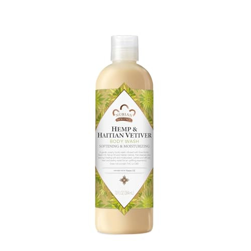 Nubian Heritage Body Wash Indian Hemp Haitian Vetiver Cleanser for All Skin Types Made with Fair Trade Shea Butter 13 oz