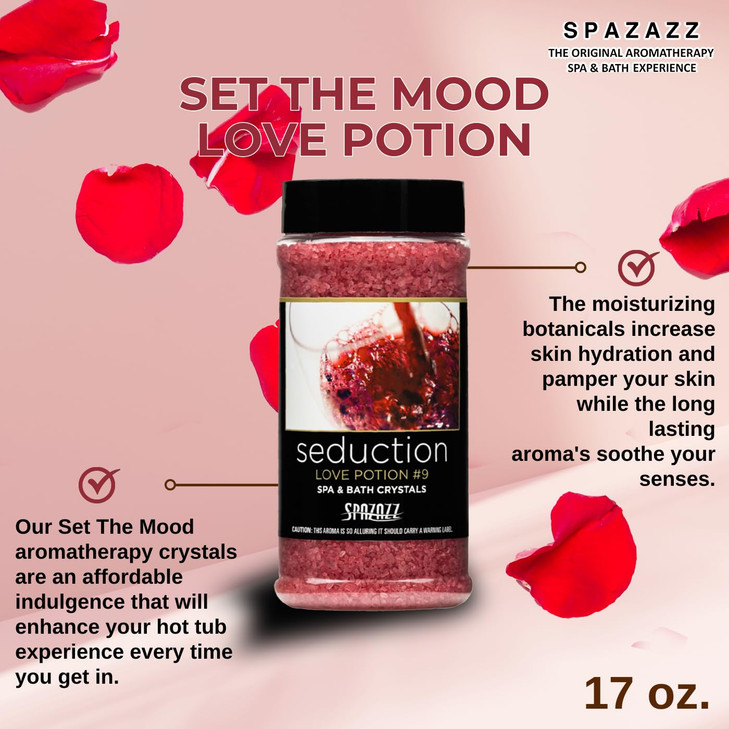 Spazazz Couples Romance Gift Set Hot Tub Aromatherapy Spa Crystals with Minerals 17Ounce Love Potion No9 Seduction Bath