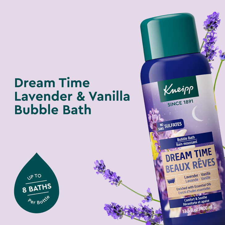 Kneipp Dream Time Lavender Vanilla Aromatherapy Bubble Bath Good for Unwinding Before Bed Vegan Sulfate Free 135 fl oz U