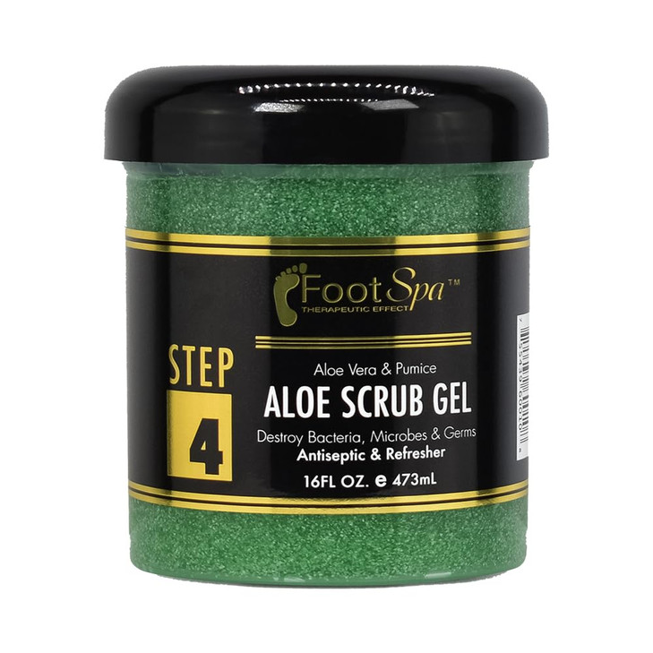 FOOT SPA Exfoliating Scrub Gel 16 Oz Manicure Pedicure and Body Exfoliator Infused with Aloe Vera and Salicylic Acid Glo