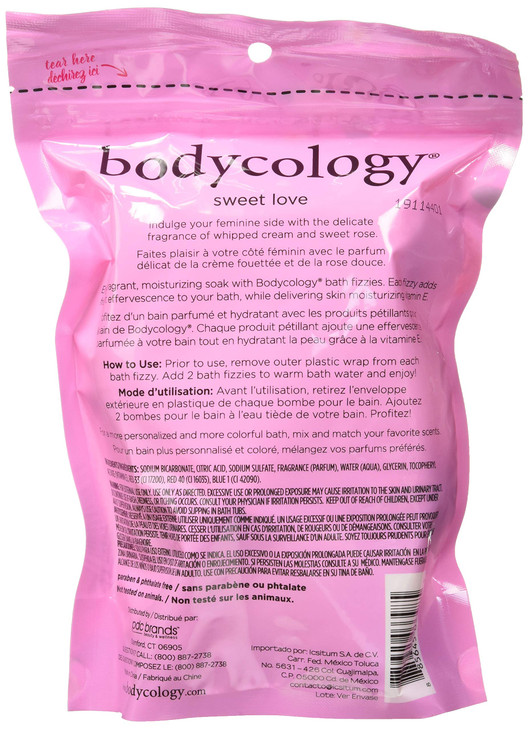 Bodycology Sweet Love Bath Soak Fizzies Bombs 821 Oz Balls