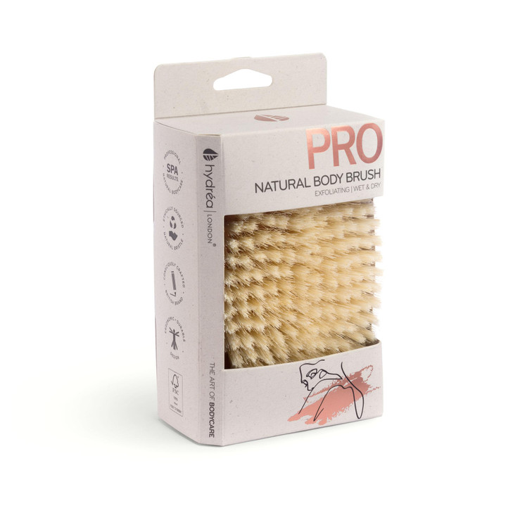 Hydrea London Natural Dry Body Brush Exfoliating Dry Skin Brush with Natural Bristle Dry Brush Cellulite Remover Helps I