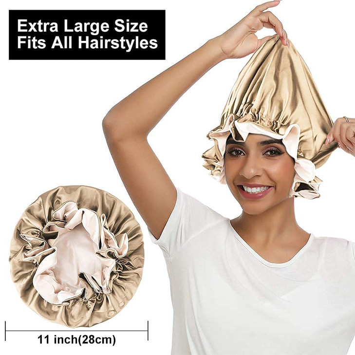 5pcs Satin Silk Hair Bonnet for Sleeping Women Sleep Bonnets for Women Silky Double Layer Adjustable Sleep Cap for Curly