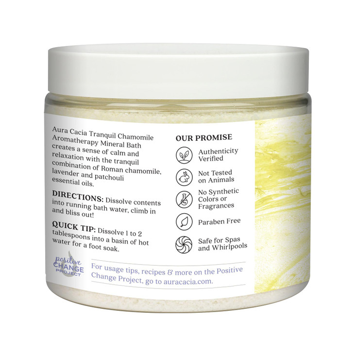 Aura Cacia Tranquil Chamomile Aromatherapy Mineral Bath 16 oz Jar