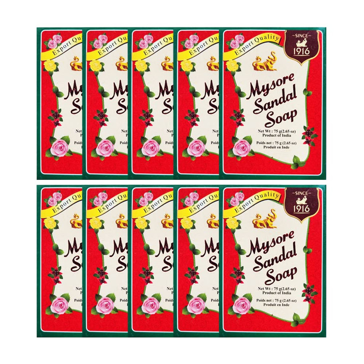 Mysore Sandal Soaps Pack of 10 75 gr Bars
