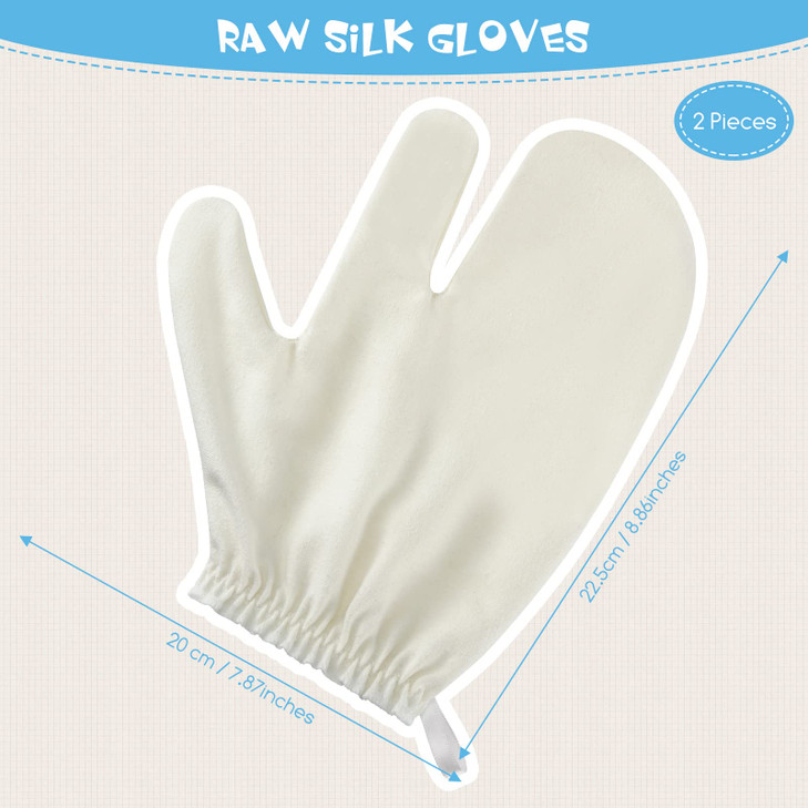 Leelosp 2 Pieces Raw Silk Garshana Gloves Ayurvedic Massaging Mitts Raw Silk Gloves Dry Massage Brush Gloves Exfoliating
