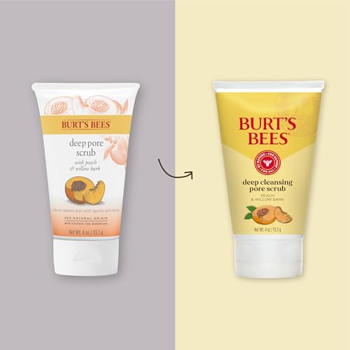 Burts Bees Deep Cleansing Pore Scrub with Peach and Willow Bark 4 Ounces Pack of 3