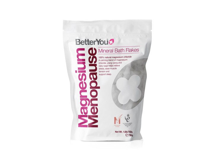 BetterYou Magnesium Menopause Bath Flakes Magnesium Bath Soak and Menopause Support Soothes Sore Muscles Ylang Ylang and