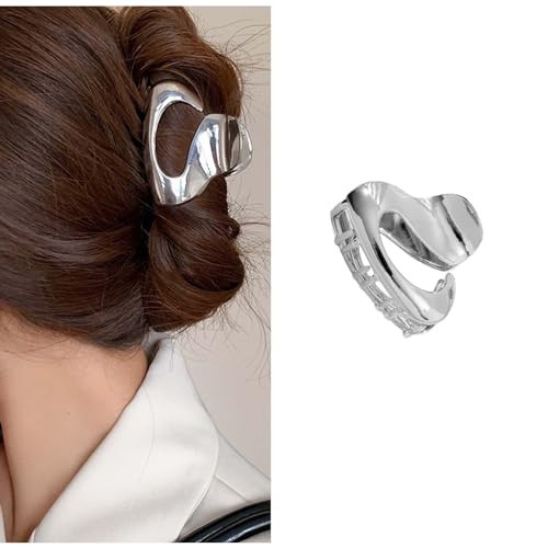 Iaceble Metal Silver Minimalist Geometric Alloy Hair Clip Non-Slip Barrette Polished Decorative Hair Accessories for Women and Girls