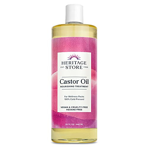 HERITAGE STORE Castor Oil Nourishing Hair Treatment Deep Hydration for Healthy Hair Care Skin Care Lashes and Brows Cast