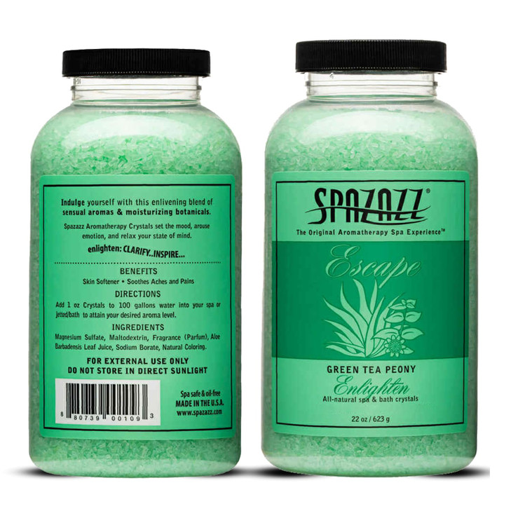 Spazazz SPZ109 Escape Aromatherapy Crystals Container 22Ounce Green Tea Peony Enlighten