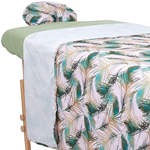 ForPro Professional Collection Designer Microfiber 3Piece Massage Sheet Set Green Whisp with Sage UltraLight Stain and W
