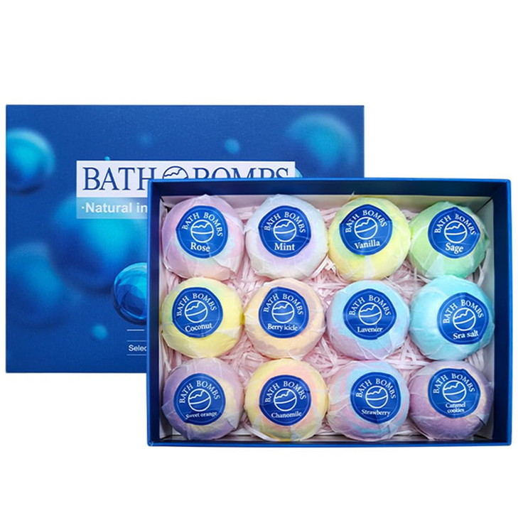 KASTU Bath Bombs Salt Balls12 PCS Gift SetVanilla Lavender l Rose Extract Essential OilsMoisturizing Dry SkinFizzy SpaRe