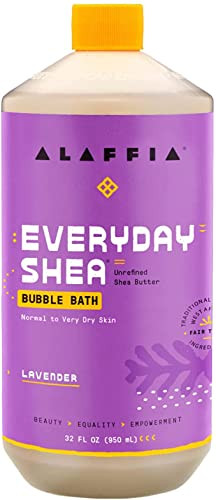 Alaffia Bubble Bath for Women Lavender Everyday Shea Butter Formula with Wild Yam 32 Fl Oz
