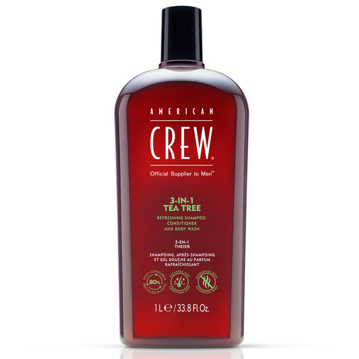 American Crew Shampoo Conditioner Body Wash for Men 3in1 Tea Tree Scent 338 Fl Oz