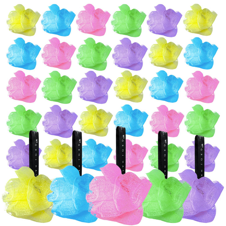 Loofah Lord 24 Yellow Bath or Shower Sponge Loofahs Pouf Mesh Wholesale Bulk Lot