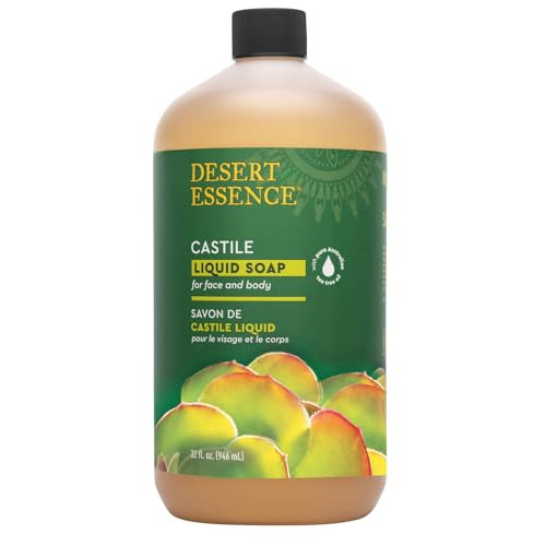 Desert Essence Castile Liquid Soap With EcoHarvest Tea Tree Oil 32 Fl Oz Face Body Cleansing Coconut Olive Oil May Dimin