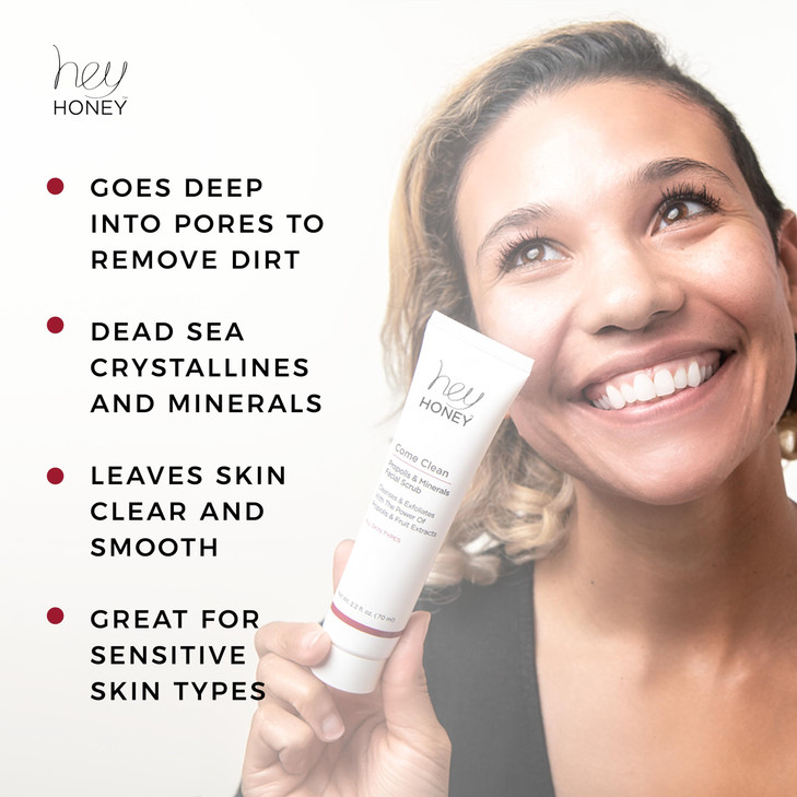 Hey Honey Skincare Propolis and Dead Sea Salt Microdermabrasion Facial Scrub For Sensitive Skin NonAbrasive Exfoliating