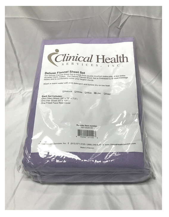 Deluxe Flannel Massage Sheet Set Lavender Lilac