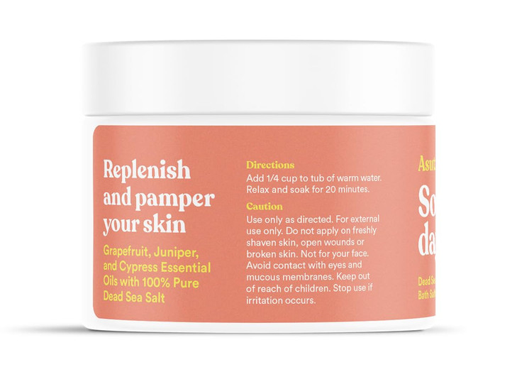 ASUTRA Dead Sea Bath Salts Skin Rejuvenator 16 oz Soak in Rich Vital Healing Minerals Pamper Soften Skin with Grapefruit