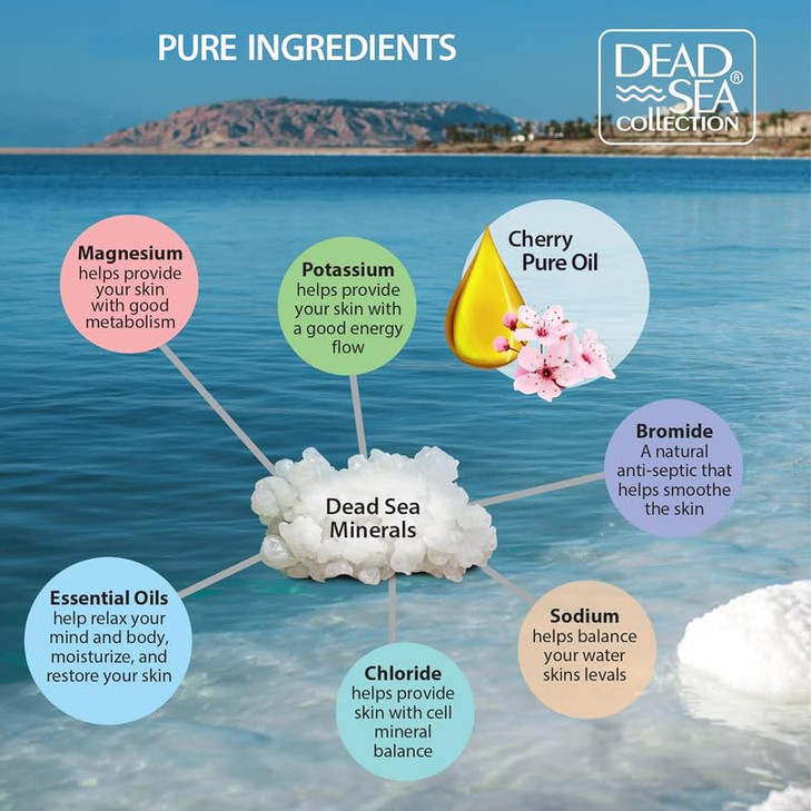 Dead Sea Collection Bath Salts with Almond Vanilla Pure Dead Sea Salt and Sweet Almond Oil Nourishing Soothing and Relax