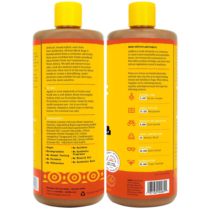 Alaffia Authentic African Black Soap Tangerine Citrus 32 Oz Eucalyptus Tea Tree 2 Oz AllinOne Moisturizing Cleanser for