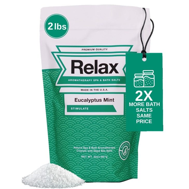 Relax Spa Bath Epsom Dead Sea Salts Aromatherapy Bath Salts for Hot Tub Bath or Spa Infused with Magnesium Eucalyptus Mi