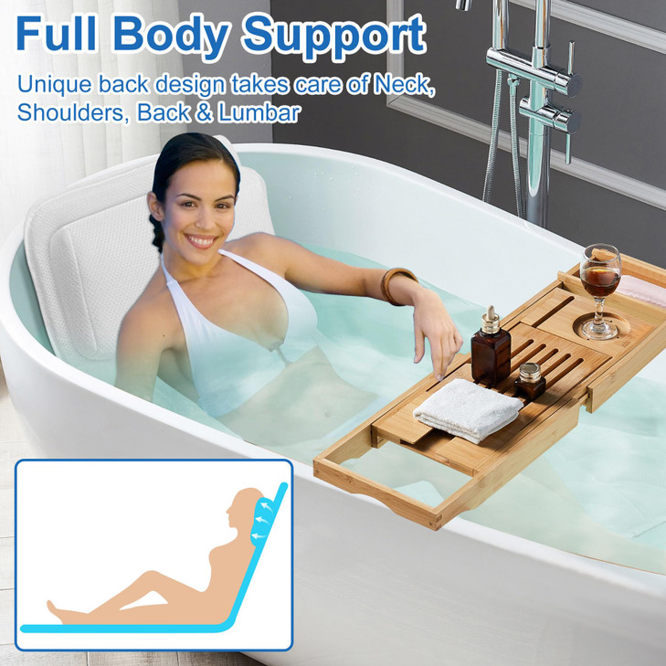 Chsuiwe Full Body Bath Pillow for Bathtub Thick Bath Pillow for Tub with NonSlip Suction Cups Bathtub Cushion with Pillo