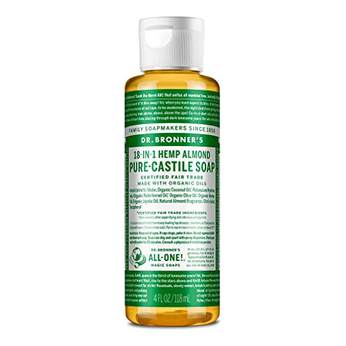 Dr Bronners PureCastile Liquid Soap Almond 32 ounce Made with Organic Oils 18in1 Uses Face Body Hair Laundry Pets and Di