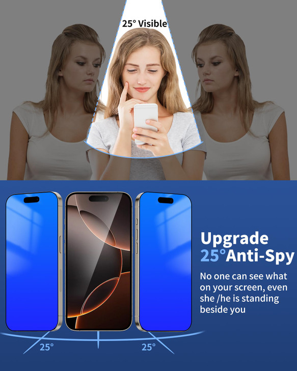 Westillux 2 Pack Privacy Screen Protector for iPhone 16 Pro Max Tempered Glass Anti-Spy 16ProMax Anti Bluelight Gradient Colorful Easy Installation F online at globaldelivered