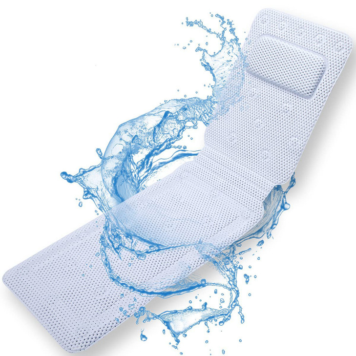 Bath Pillow Full Body SurSoul QuickDrying Spa Pillow for Tub Bathtub Pillow with Soft PVC Bath Bed with Suction Cups