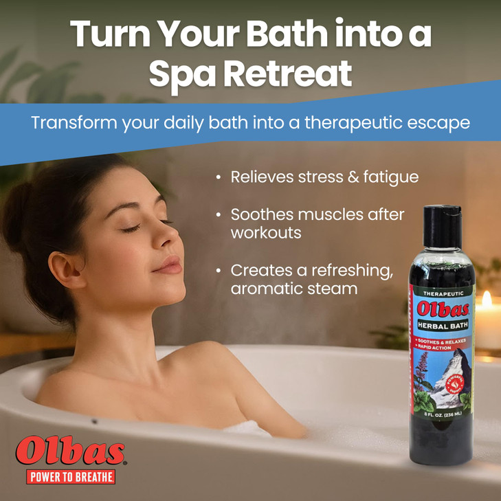Olbas Herbal Bath Sore Muscle Bath Soak Natural Muscle Relaxer Bath Aromatic Swiss Formula with Essential Oils Chlorophy