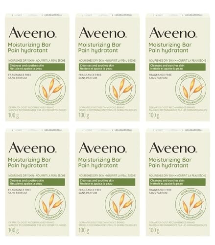Aveeno Gentle Moisturizing Bar Facial Cleanser with Nourishing Oat for Dry Skin Fragrancefree DyeFree SoapFree 35 oz Pac