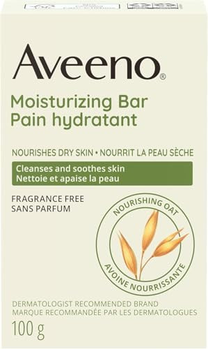 Aveeno Gentle Moisturizing Bar Facial Cleanser with Nourishing Oat for Dry Skin Fragrancefree DyeFree SoapFree 35 oz Pac