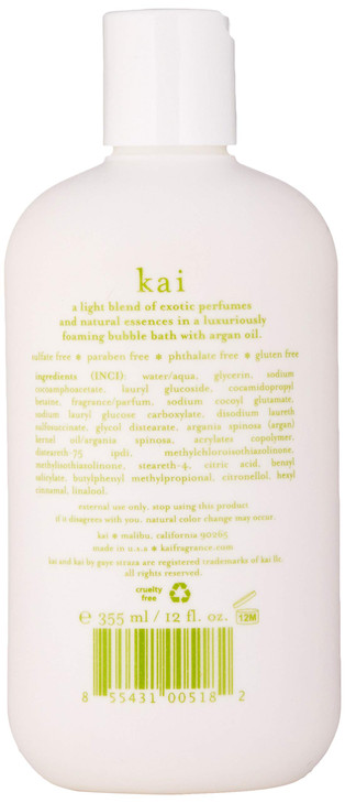 kai Bathing Bubbles 12 Fl Oz Bubble Bath Rich in argan Oil Scented with Our Signature Gardenia Wrapped in White Exotics