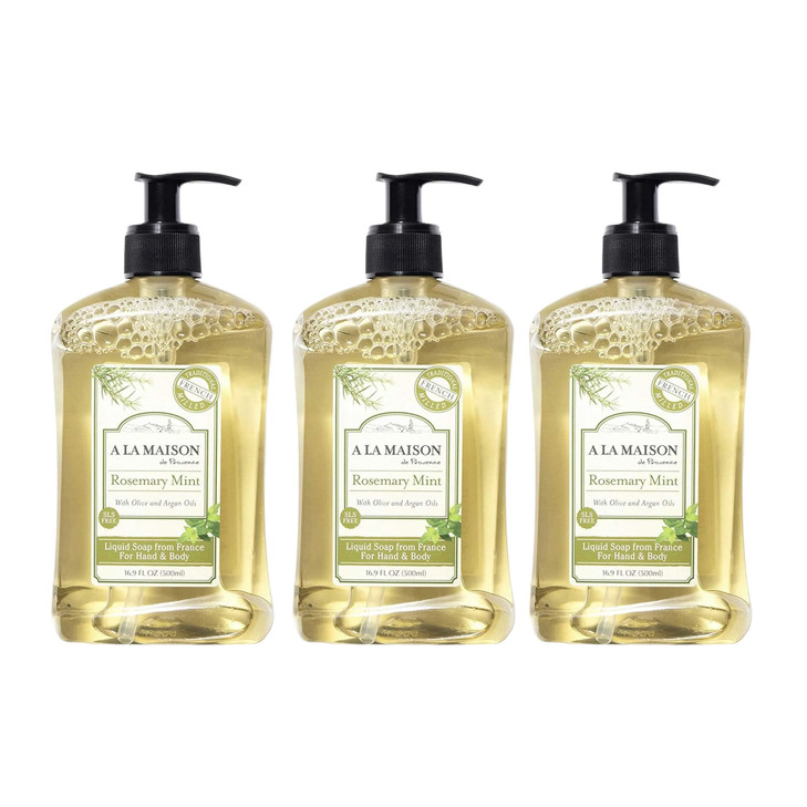 A LA MAISON Rosemary Mint French Liquid Hand Soap Natural Hand Wash Made with Essential Oils Biodegradable PlantBased Ve