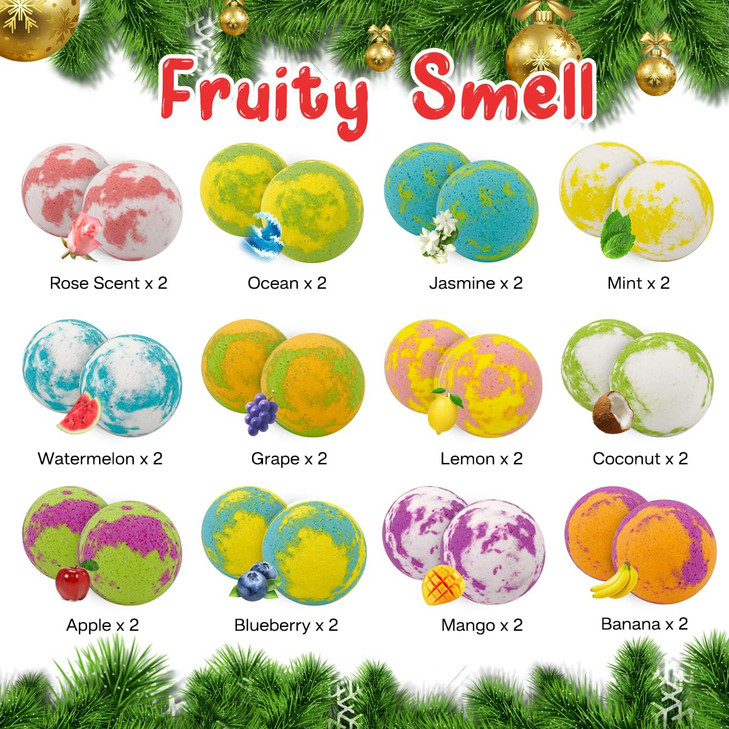 Mermaid Bath Bombs Advent Calendar 2025 24 Count Bath Bombs for Kids with Surprise Inside Christmas Gifts for Girls