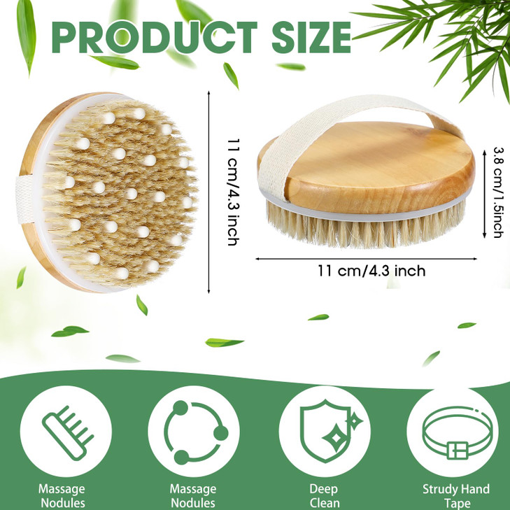 Gejoy 10 Pcs Dry Brushing Body Brush for Lymphatic Drainage Exfoliating Brush with Massage Nodule Dry Skin Body Scrubber