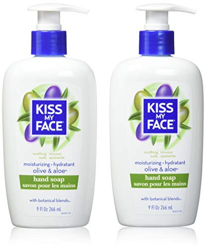 Kiss My Face Moisture Liquid Hand Soap Green Olive Oil Aloe Vera 54 Fl Oz Pack of 6