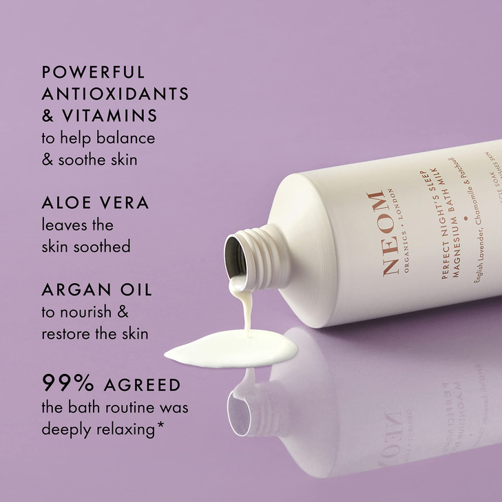 NEOM Perfect Nights Sleep Magnesium Bath Milk 300ml I 100 Natural Lavender Chamomile and Patchouli I Relieve Sore Tired